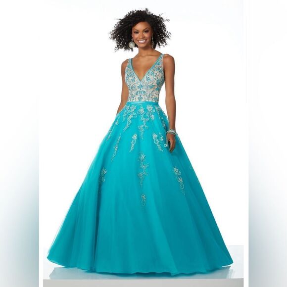 MORILEE PROM DRESS STYLE: 42042 IN COLOR CAPRI - Picture 1 of 7
